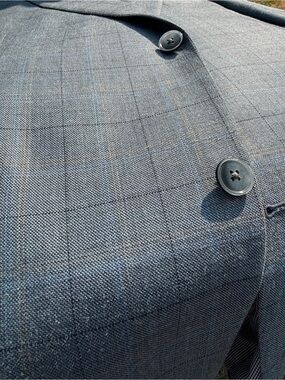 Jack Victor Exclusive Wool Silk Windowpane Blazer Jacket Mens 42L Sport Coat